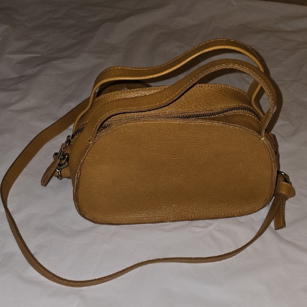 Madewell The Sydney Leather Zip-Top Crossbody Bag Antique Gold